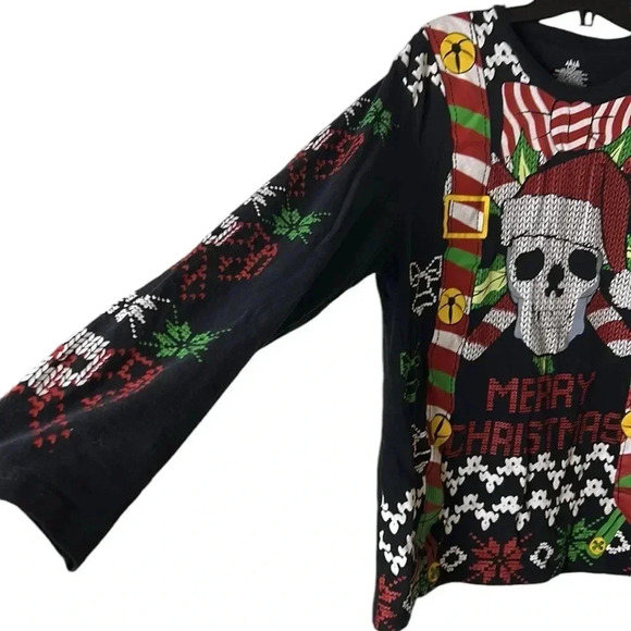 Ugly Xmas sweater Long sleeve tee shirt. skull,grunge,party,holidays,EC - Picture 4 of 10
